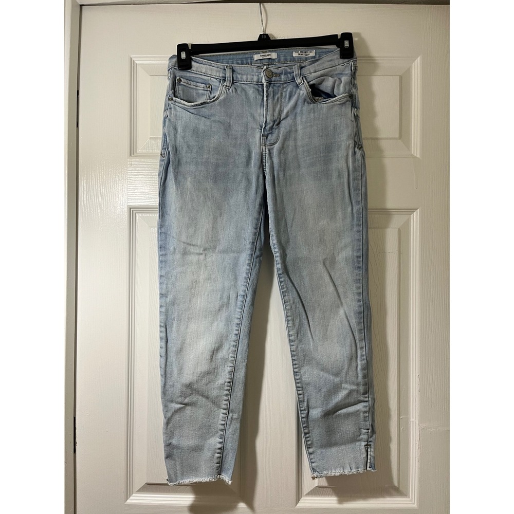 Kensie Jeans The Effortless Skinny Crop Light Wash Raw Hem Denim Size 6 28